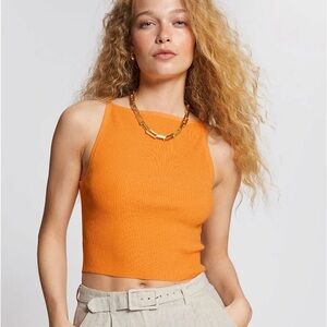 & Other Stories Orange Ribbed Tank Top